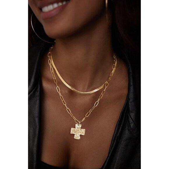 Easter Gifts for Women Chunky Cross Necklace for Women Trendy 14K Gold Plated Si - Picture 2 of 9